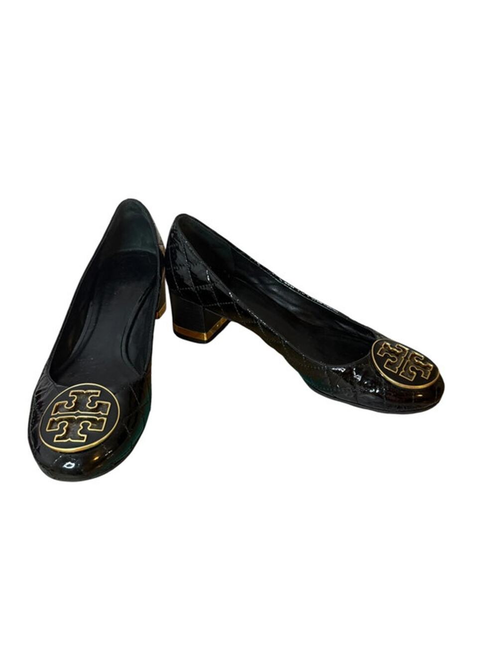 Tory Burch Maggie Black Quilted Patent Leather Pumps